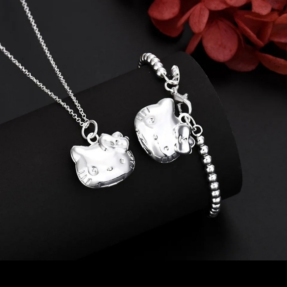 New 925 stamped Hello kitty Locket necklace and locket Bracelet set - Picture 16 of 16